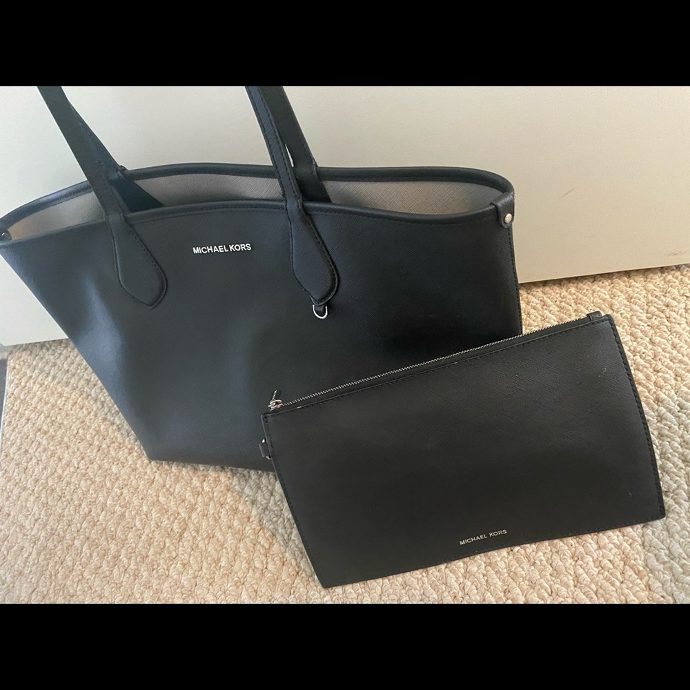 Michael Kors black tote with wristlet